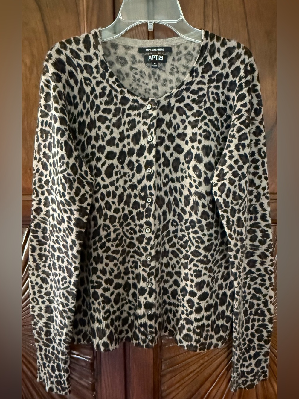 Apt. 9 100% Cashmere Leopard Print Button-Front Cardigan - Size M